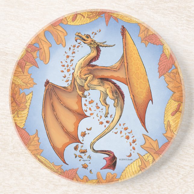Orange Dragon of Autumn Nature Fantasy Art Getränkeuntersetzer (Vorne)