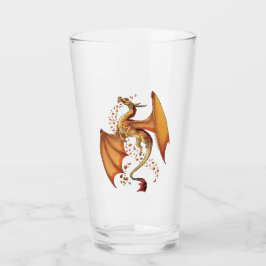 Orange Dragon of Autumn Nature Fantasy Art Glas