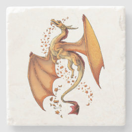 Orange Dragon of Autumn Nature Fantasy Art Steinuntersetzer