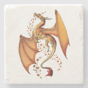 Orange Dragon of Autumn Nature Fantasy Art Steinuntersetzer