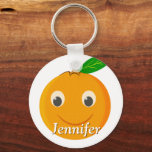 Orange Drawing Custom Name Schlüsselanhänger<br><div class="desc">Cute orange drawing. Custom key chains. Edit name to customize. Gift idea for orange lovers.</div>