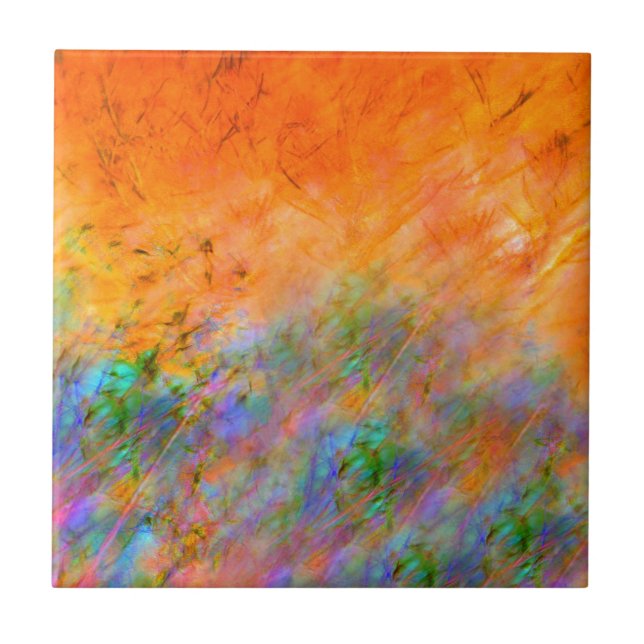 Orange Dreamscape Fliese (Vorderseite)