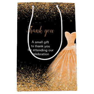 Orange Dress Imitate Glitzer Sweet 16 Birthday Mittlere Geschenktüte