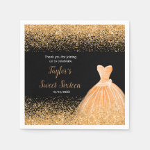 Orange Dress Imitate Glitzer Sweet 16 Birthday
