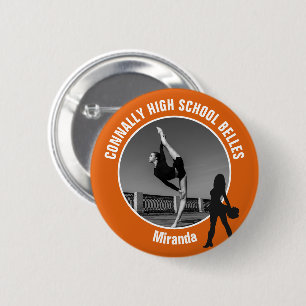 Orange Drill-Team-Foto High School Tänzerin Button