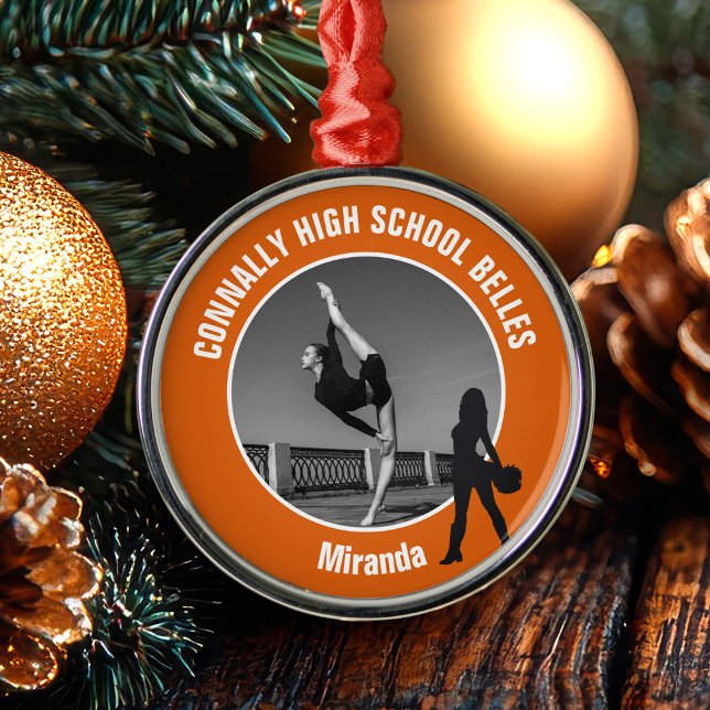 Orange Drill Team Photo Dancer Christmas Ornament Aus Metall (Von Creator hochgeladen)