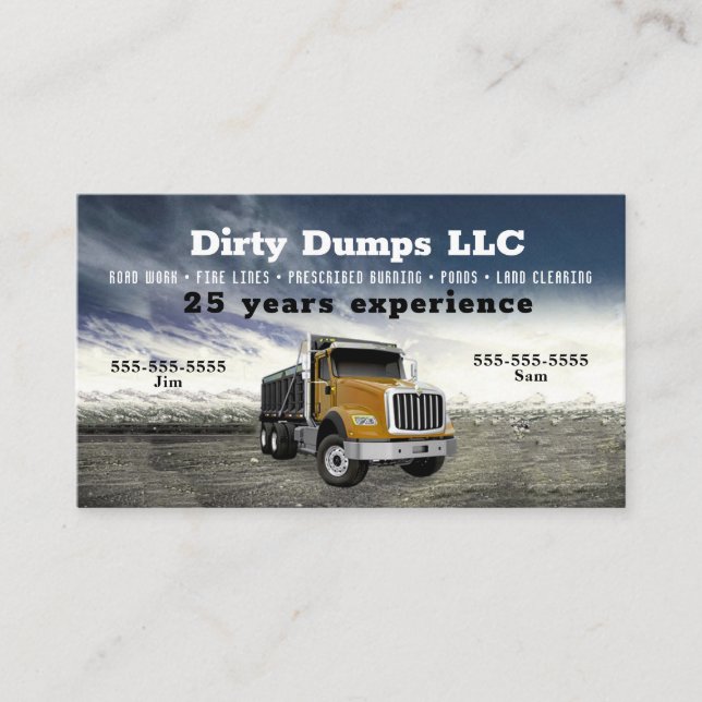 Orange Dump Truck Business Card Visitenkarte (Vorderseite)
