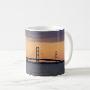 Orange Dusk Mackinac Bridge Coffee Tasse