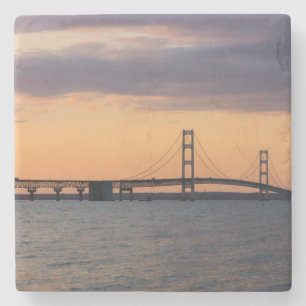 Orange Dusk Mackinac Brücke Steinuntersetzer