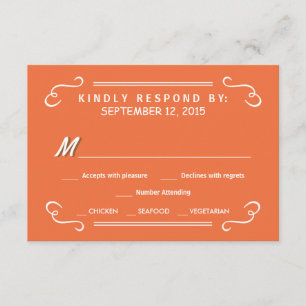 Orange Eat Drink Verheiratet rustikale Hochzeitser RSVP Karte