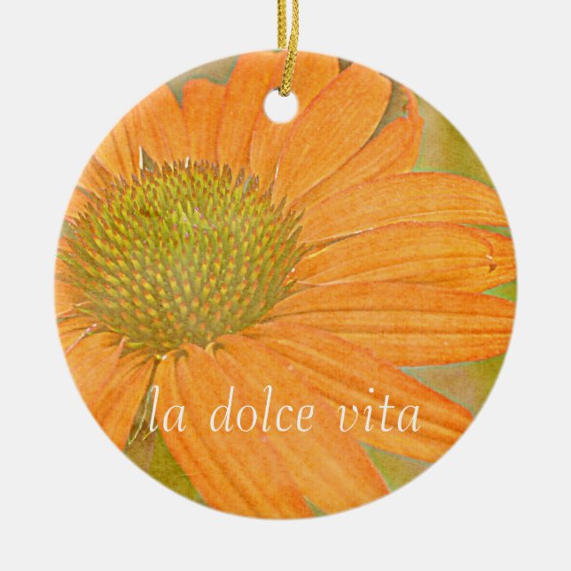 Orange Echinacea-Kunst Dolce Vita Verzierung Keramikornament (Vorne)