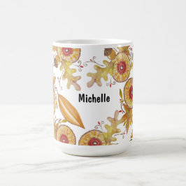 Orange Eicheln Herbst Stimmung Wasserfarben Illust Kaffeetasse