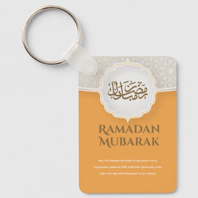 Orange Eid Mubarak  Schlüsselanhänger (Vorderseite)