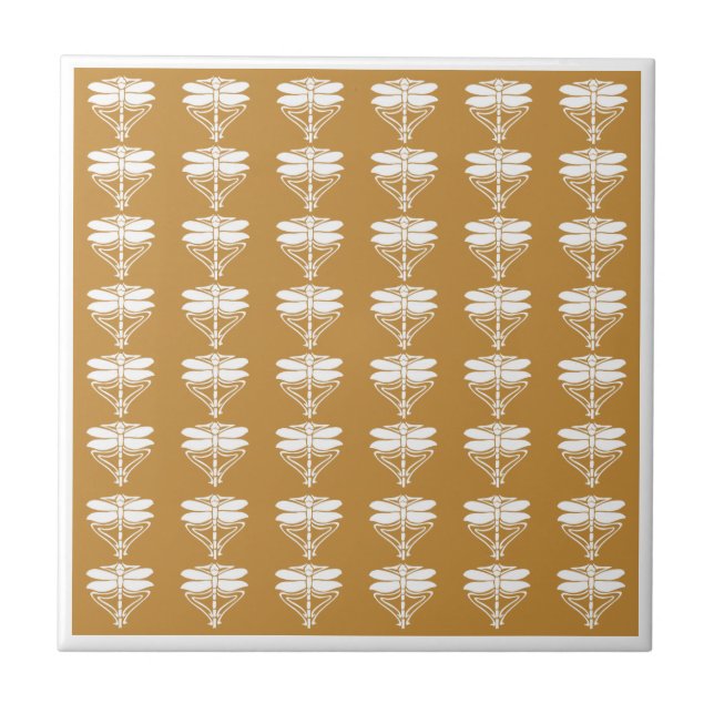 Orange Eifer-Kunst-und Handwerks-Libellen Fliese (Vorderseite)