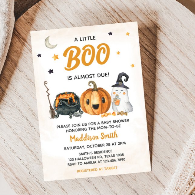Orange eine kleine Boo Baby Dusche Einladung (Ghost Halloween Baby Shower Invitation)
