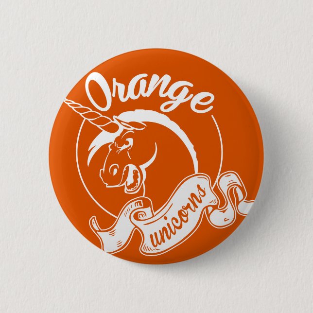 Orange Einhorn-Team-Knopf Button (Vorderseite)