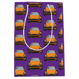 Orange Electric Vehicle SUV Car Lila Background Mittlere Geschenktüte