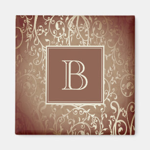 Orange Elegant Blüh Monogram Magnet