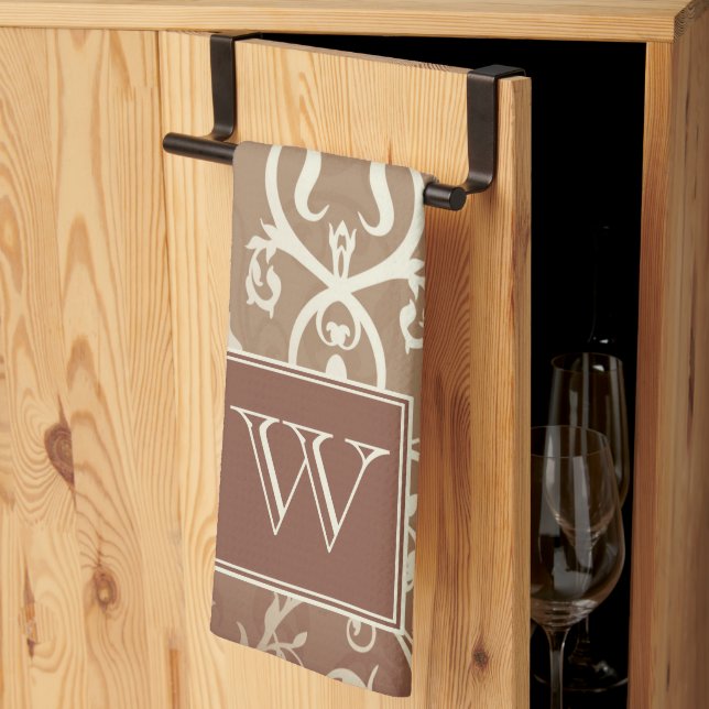 Orange Elegant Geblüht Monogramm Handtuch (Drittel gefaltet)