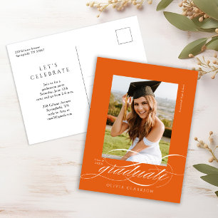 Orange Elegant Script Graduation Party Invitation