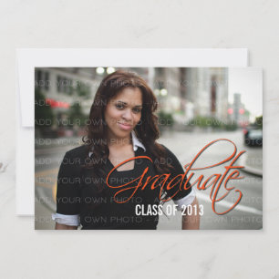 Orange Elegant Script Photo Invitation