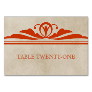Orange Elegante Deko Table Card Tischnummer