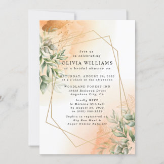 Orange Elegante romantische Eukalyptus verlasse ru Einladung