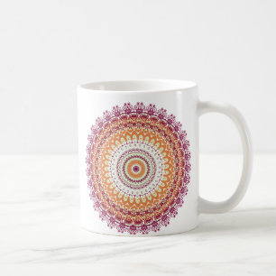 Orange Eleganz-Mandala-Kaleidoskop Kaffeetasse