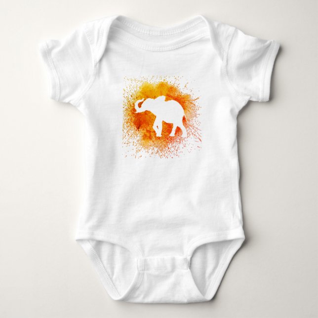 Orange Elephant Baby Strampler (Vorderseite)