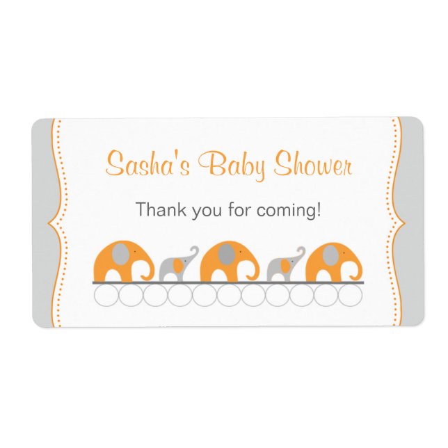Orange Elephants Baby Dusche Wasser Flasche favori (Vorne)