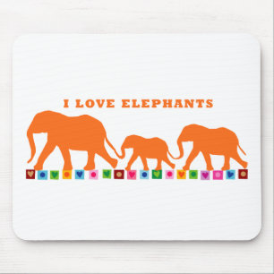 Orange Elephants Walking Mousepad