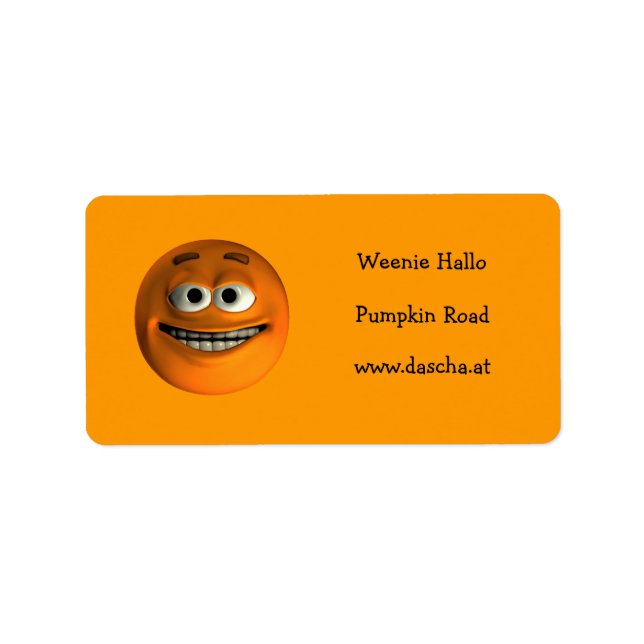 Orange Emoticon Adressaufkleber (Vorne)