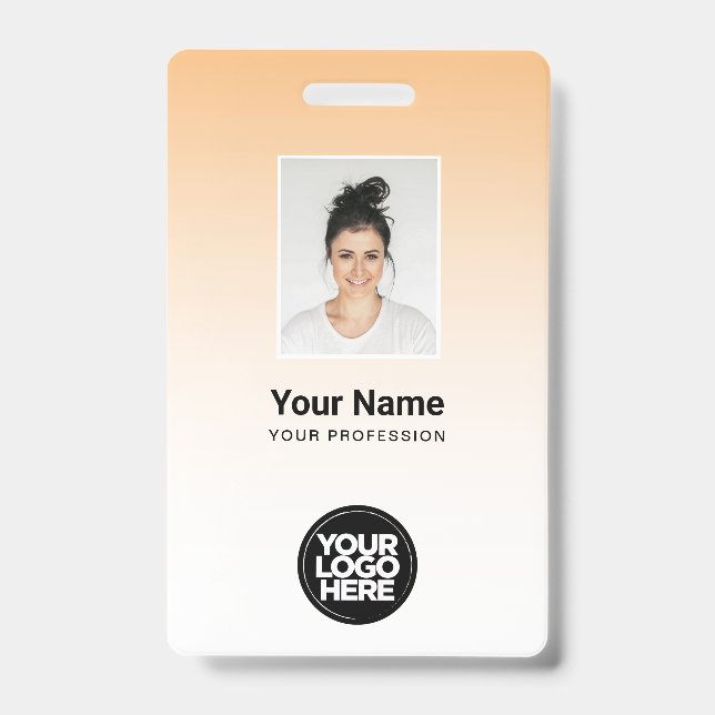 Orange Employee Foto Bar Code Logo Name Gradient Ausweis (Vorderseite)