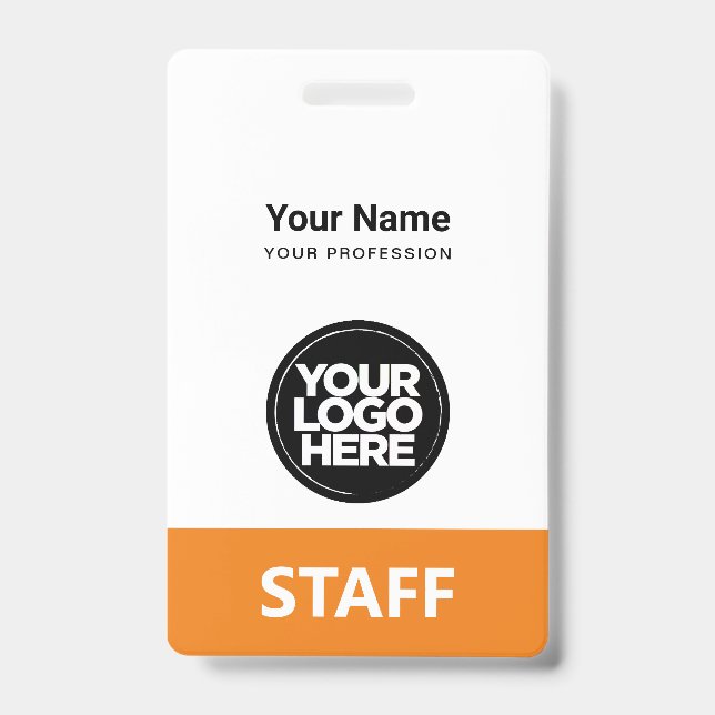 Orange Employee Name Business Logo-Mitarbeitermark Ausweis (Front)