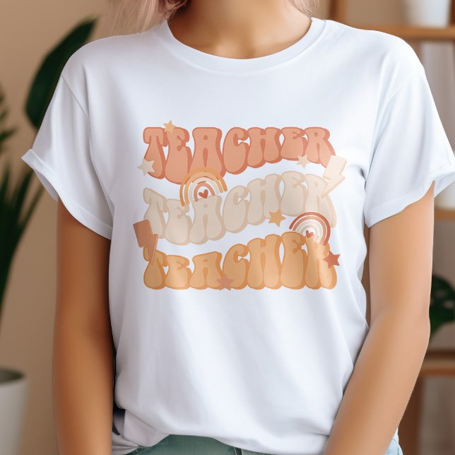 Orange Enseignant Professeur Retro T-Shirt (Créateur téléchargé)