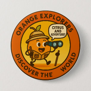 Orange Entdecker entdecken die Welt Button