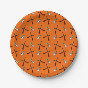Orange Entenjagdmuster Pappteller