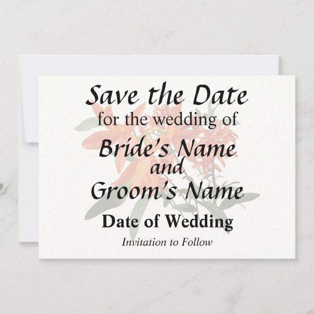 Orange Epidendrum Orchidee Save The Date (Vorderseite)