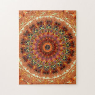 Orange ErdKaleidoskop-Mandala-Puzzle