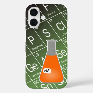 Orange Erlenmeyer Flask (mit Initials) Chemie iPhone 16 Hülle