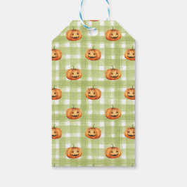 ORANGE ERNTEDANK PUMPKINS GREEN WHITE KARIERT GESCHENKANHÄNGER