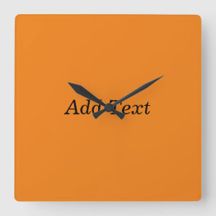Orange Erstelle deinen eigenen Text Benutzerdefini Quadratische Wanduhr
