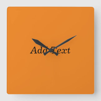 Orange Erstelle deinen eigenen Text Benutzerdefini Quadratische Wanduhr