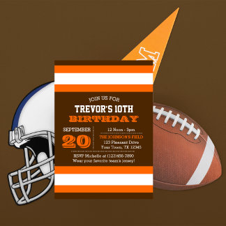 Orange et équipe Brown Invitation d'anniversaire