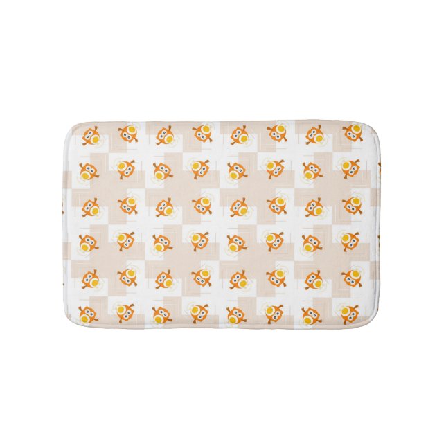 Orange Eulen-Illustrations-Muster Badematte (Vorderseite)