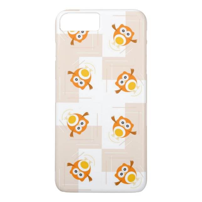 Orange Eulen-Illustrations-Muster Case-Mate iPhone Hülle (Rückseite)