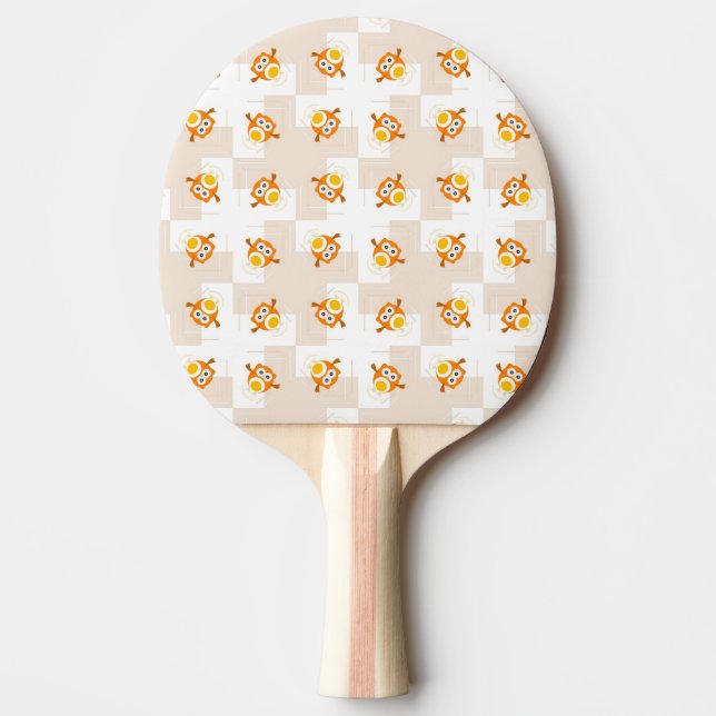 Orange Eulen-Illustrations-Muster Tischtennis Schläger (Vorderseite)