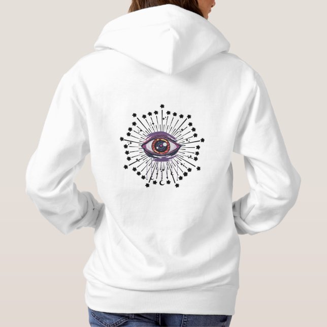 Orange Evil Eye Protection Trendy Oversidies Hoodie (Rückseite)