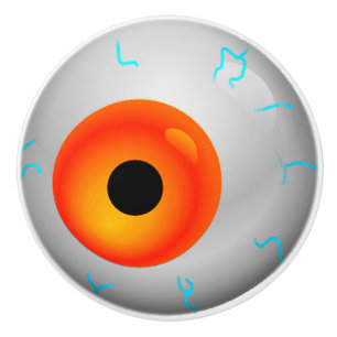 Orange Eyeball Zombie Drawer Knob Keramikknauf