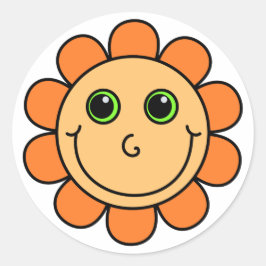 Orange Face Blume Runder Aufkleber